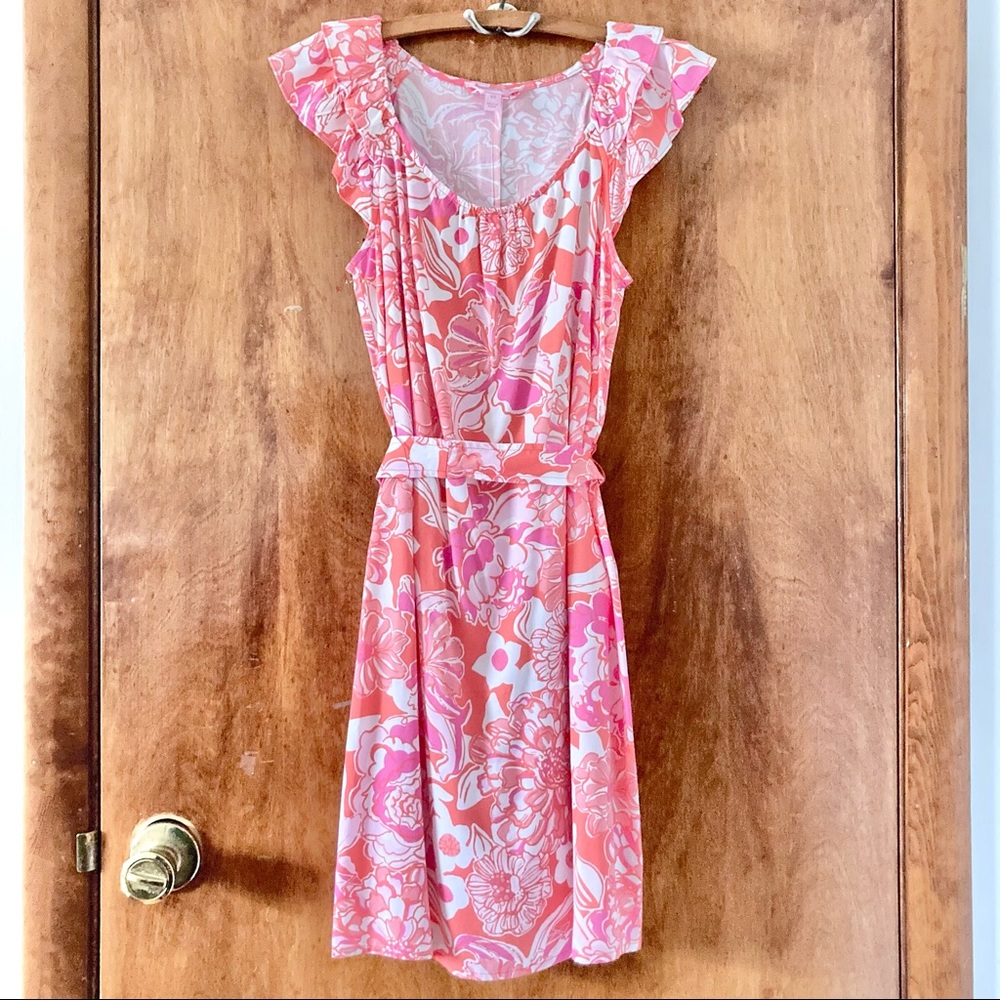 Lilly Pulitzer Sun Dress Maya Pink & Orange Floral Sundress XS